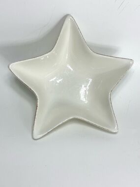 Pottery Barn Rustic Gold Rim Star-Shaped Serving Bowl or Trinket Dish